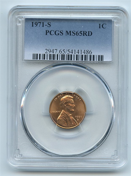 1971 S 1C Lincoln Cent PCGS MS65
