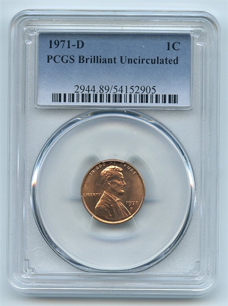 1971 D 1C Lincoln Cent PCGS Brilliant Uncirculated BU