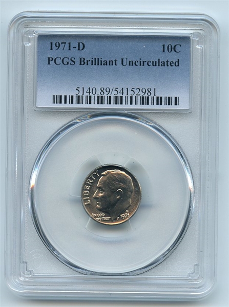 1971 D 10C Roosevelt Dime PCGS Brilliant Uncirculated BU
