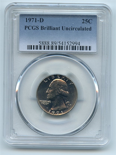 1971 D 25C Washington Quarter PCGS Brilliant Uncirculated BU