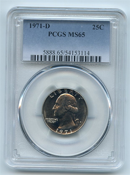 1971 D 25C Washington Quarter PCGS MS65