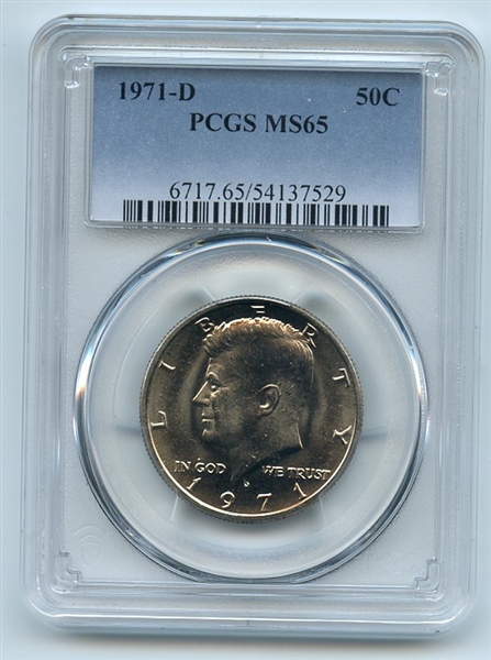 1971 D 50C Kennedy Half Dollar PCGS MS65
