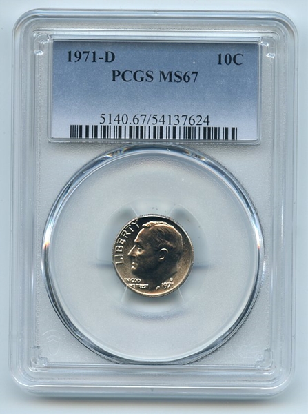 1971 D 10C Roosevelt Dime PCGS MS67