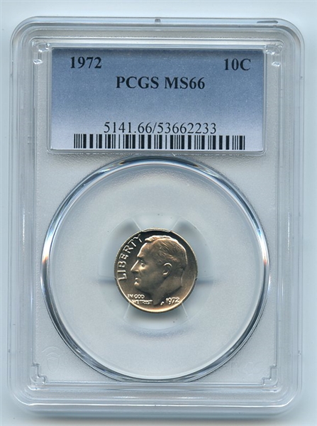 1972 10C Roosevelt Dime PCGS MS66