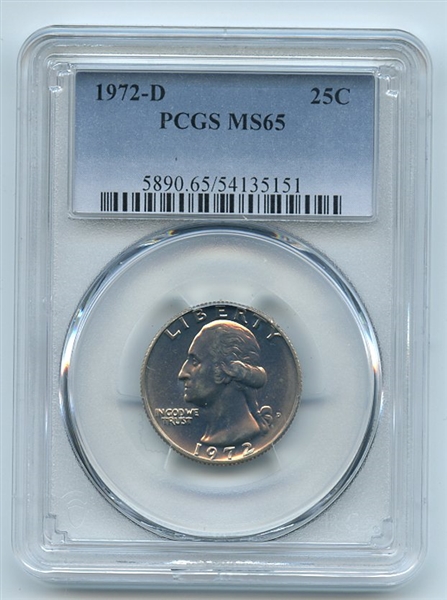 1972 D 25C Washington Quarter PCGS MS65