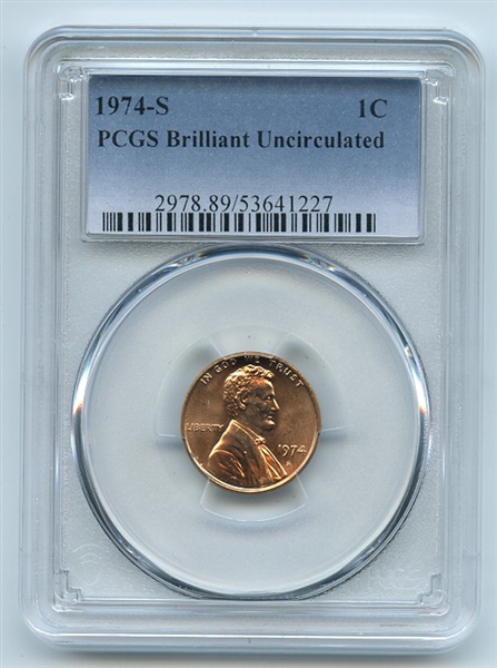 1974 S 1C Lincoln Cent PCGS Brilliant Uncirculated BU