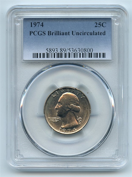 1974 25C Washington Quarter PCGS Brilliant Uncirculated BU