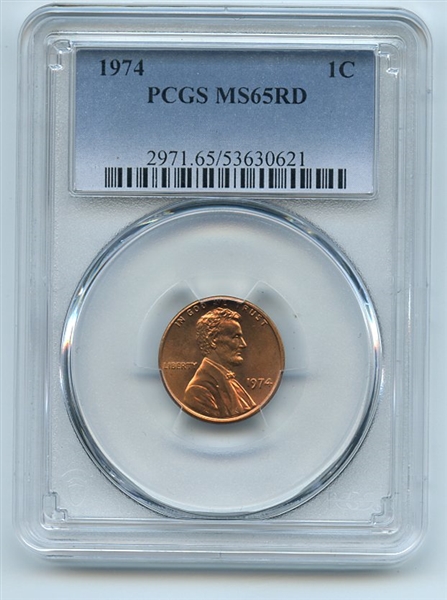 1974 1C Lincoln Cent PCGS MS65