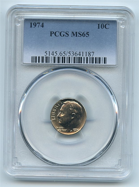 1974 10C Roosevelt Dime PCGS MS65