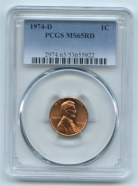 1974 D 1C Lincoln Cent PCGS MS65