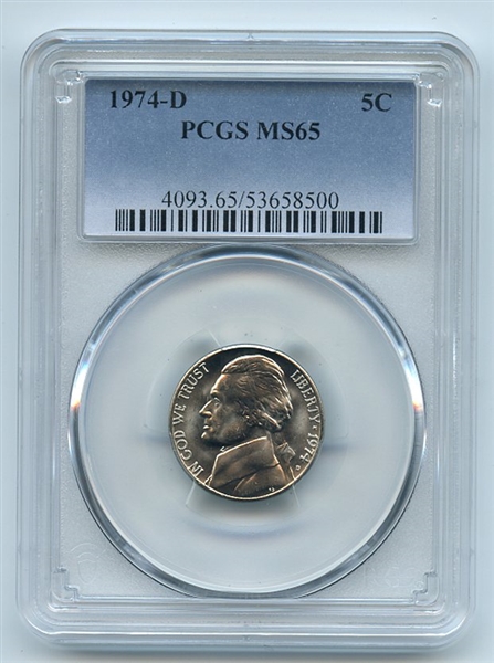1974 D 5C Jefferson Nickel PCGS MS65