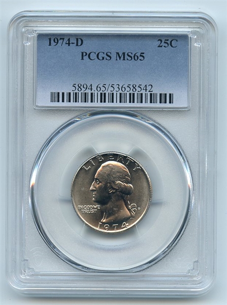 1974 D 25C Washington Quarter PCGS MS65