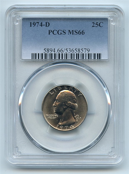 1974 D 25C Washington Quarter PCGS MS66