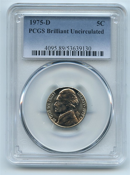 1975 D 5C Jefferson Nickel PCGS Brilliant Uncirculated BU