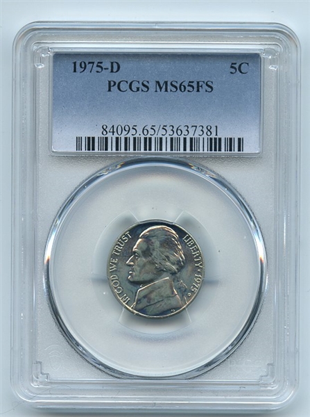 1975 D 5C Jefferson Nickel PCGS MS65FS