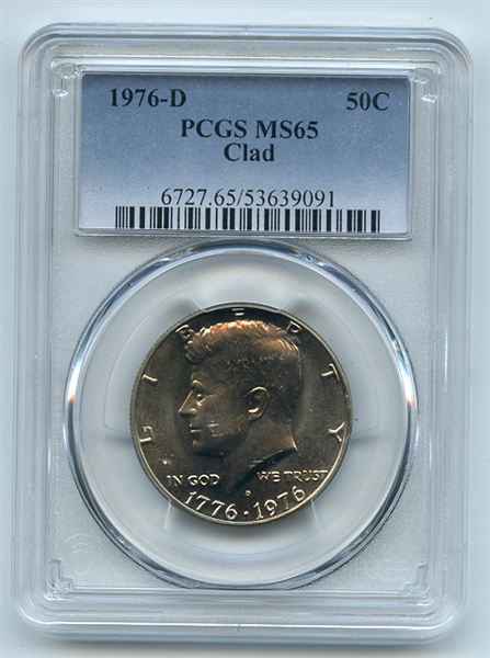 1976 D 50C Kennedy Half Dollar PCGS MS65
