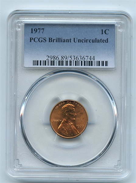 1977 1C Lincoln Cent PCGS Brilliant Uncirculated BU