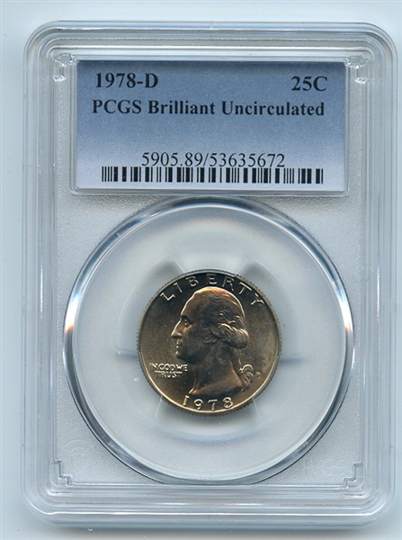 1978 D 25C Washington Quarter PCGS Brilliant Uncirculated BU