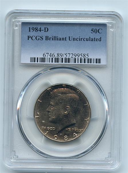 1984 D 50C Kennedy Half Dollar PCGS Brilliant Uncirculated BU
