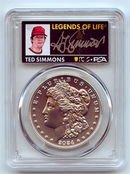 2024 $1 Silver Morgan Dollar PCGS MS70 AR Legends of Life Ted Simmons